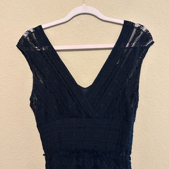 VTG Max Studio Black Lace Crochet Tiered Dress Sz Small Lined Witchy Whimsygoth - Picture 4 of 7